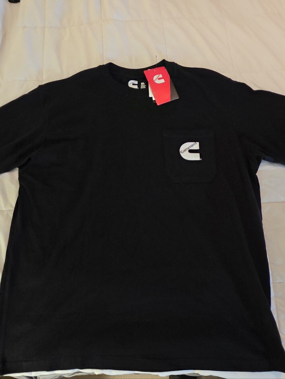 CUMMINS Black Short-Sleeve Pocket Tee with White Logo